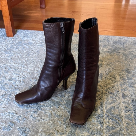 Prada Dark Brown Heeled Boots - Picture 1 of 5